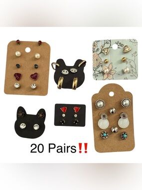 20 Pairs of Stud Earrings - NWOT/Vintage